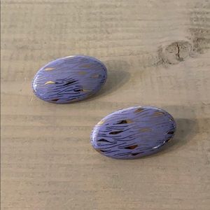 Oval shaped purple and gold earrings